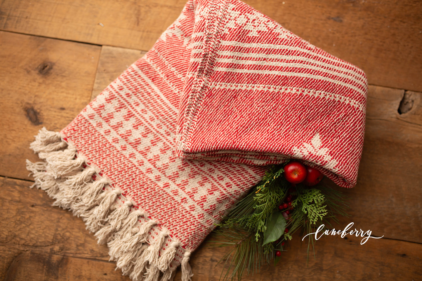 Sweater Weather Red Fringe Throw