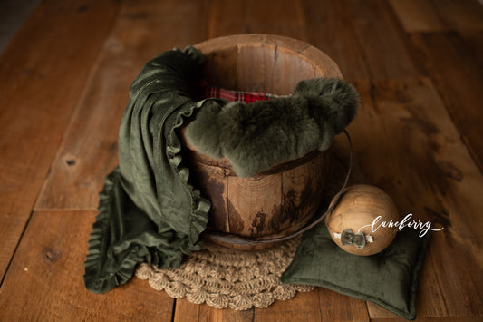 Pooh Bucket set -Green & Plaid