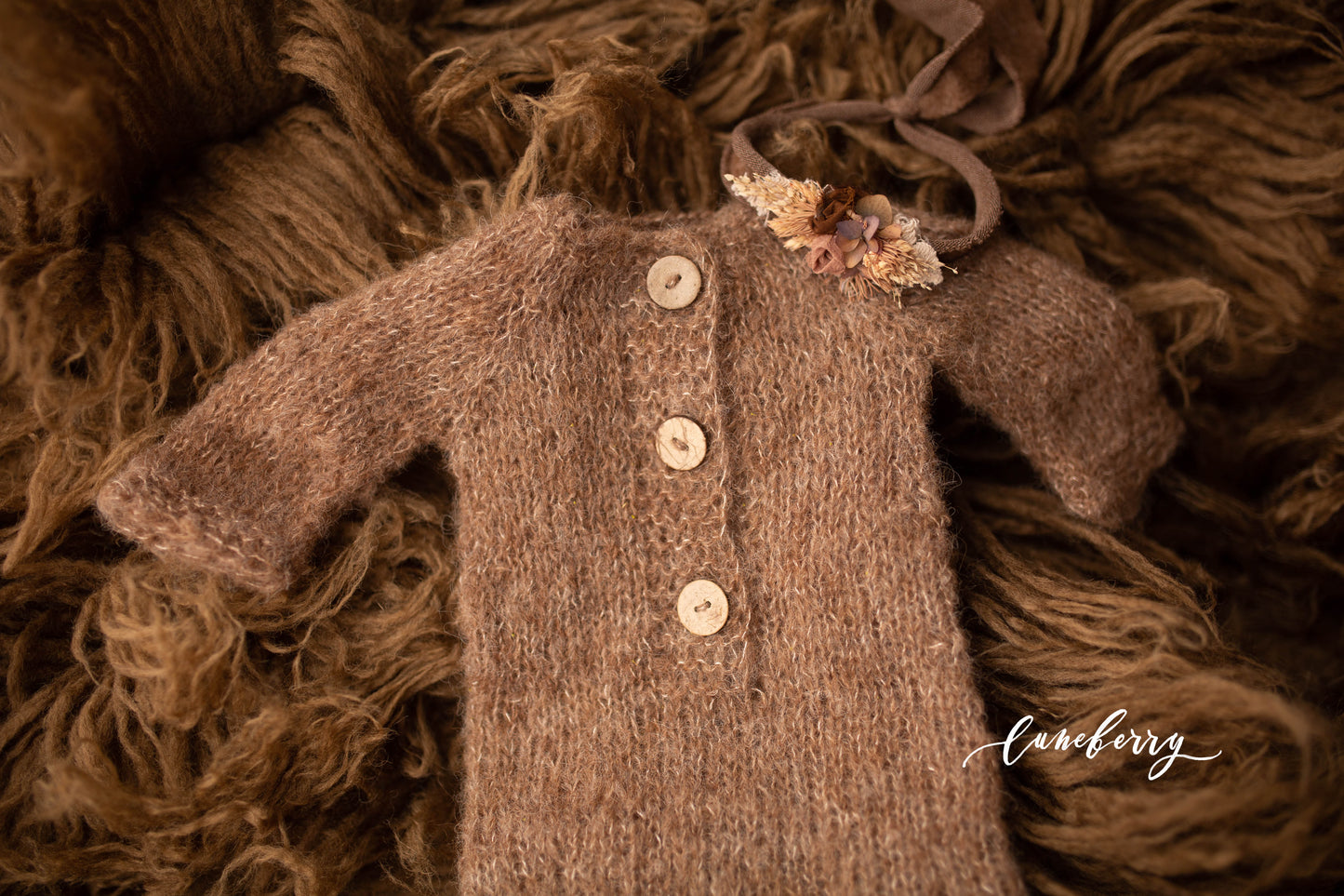 CHOCOLATE footed romper knit set
