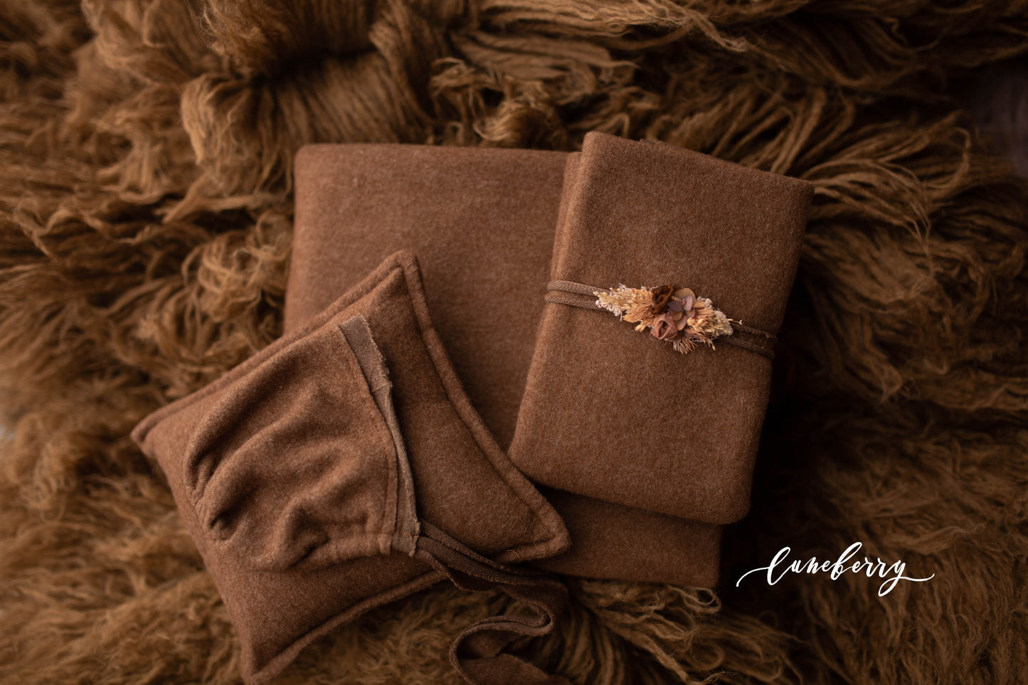 CHOCOLATE flokati matching set - "Fuzzy Chocolate"
