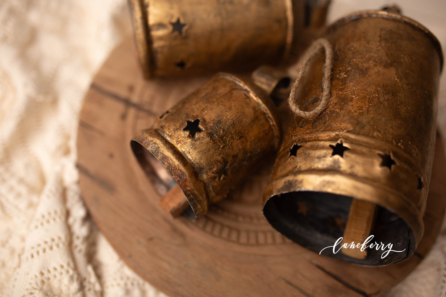 Antique Gold Distressed Metal Bells