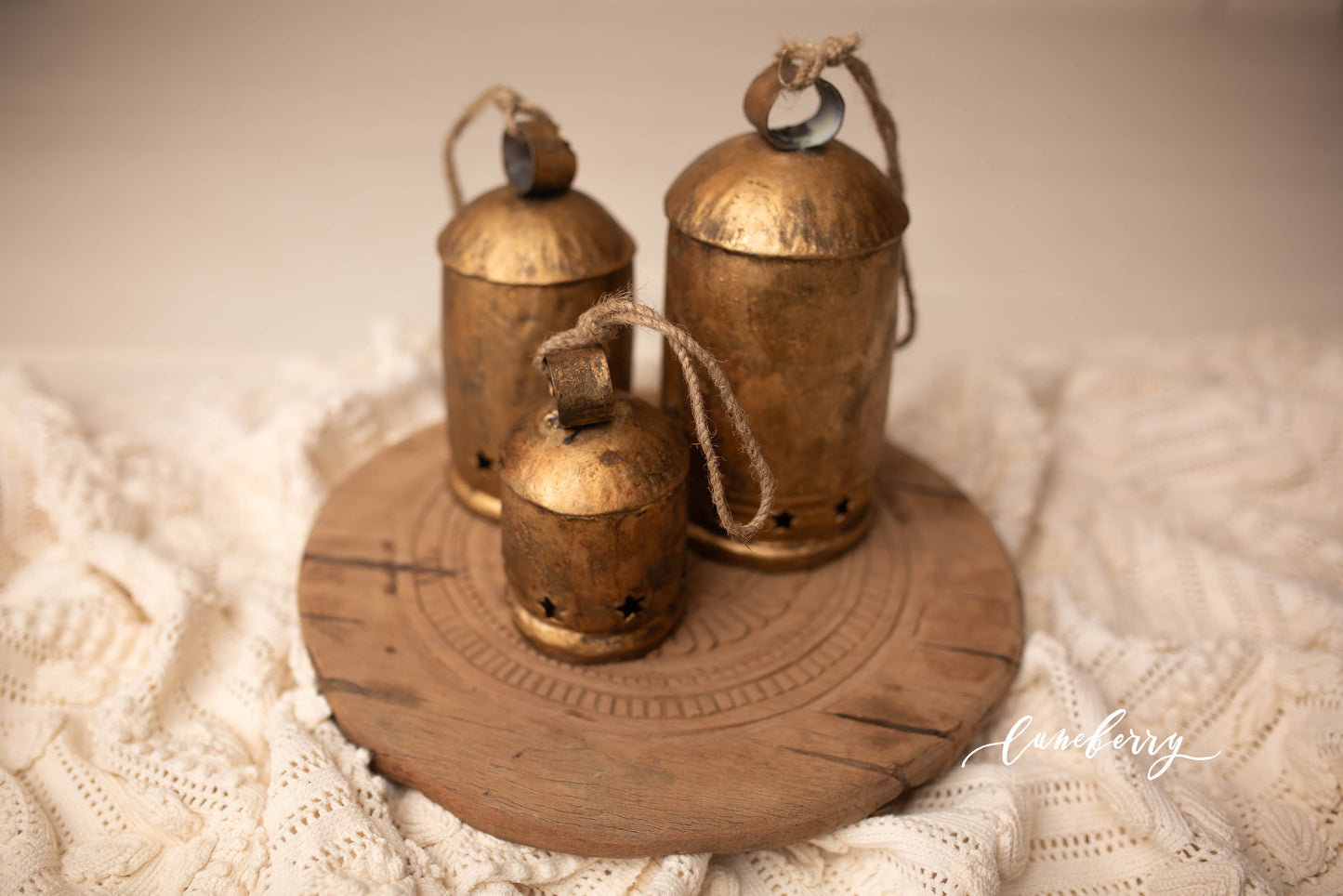 Antique Gold Distressed Metal Bells