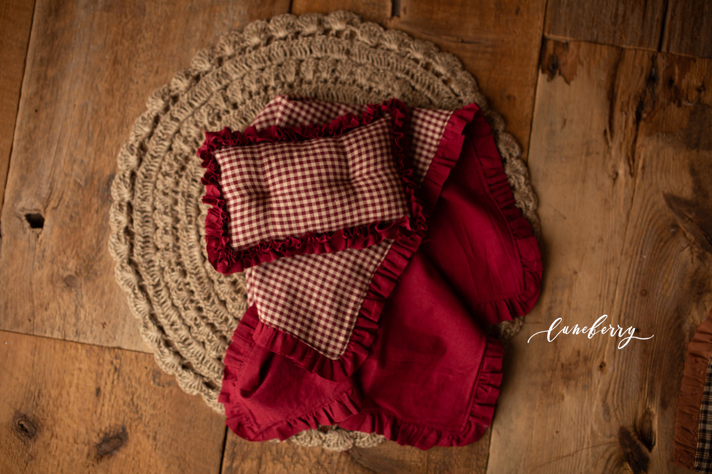 Burgundy Plaid Blankie Set