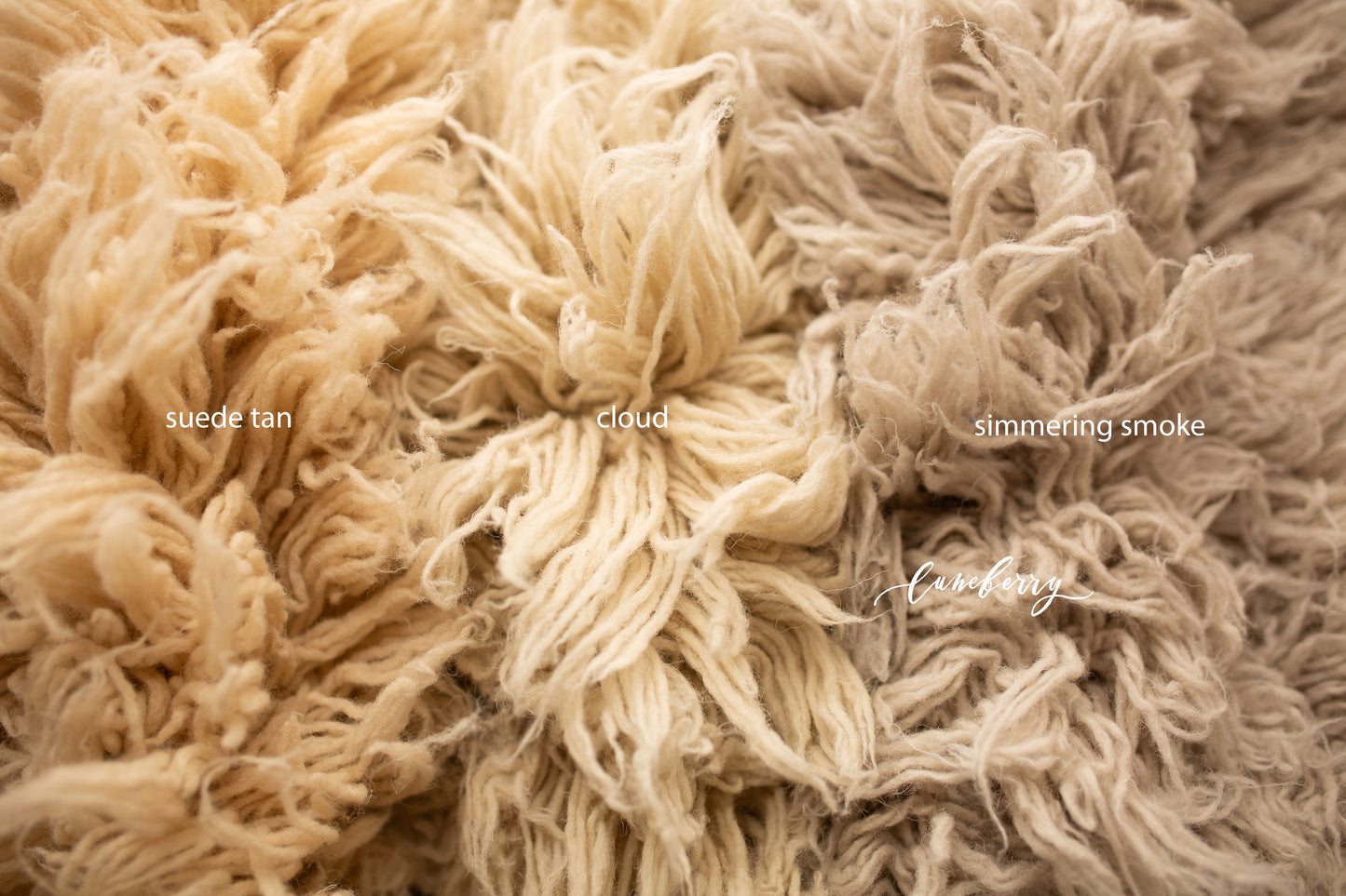 FLOKATI colors suede tan, cloud, simmering smoke close up