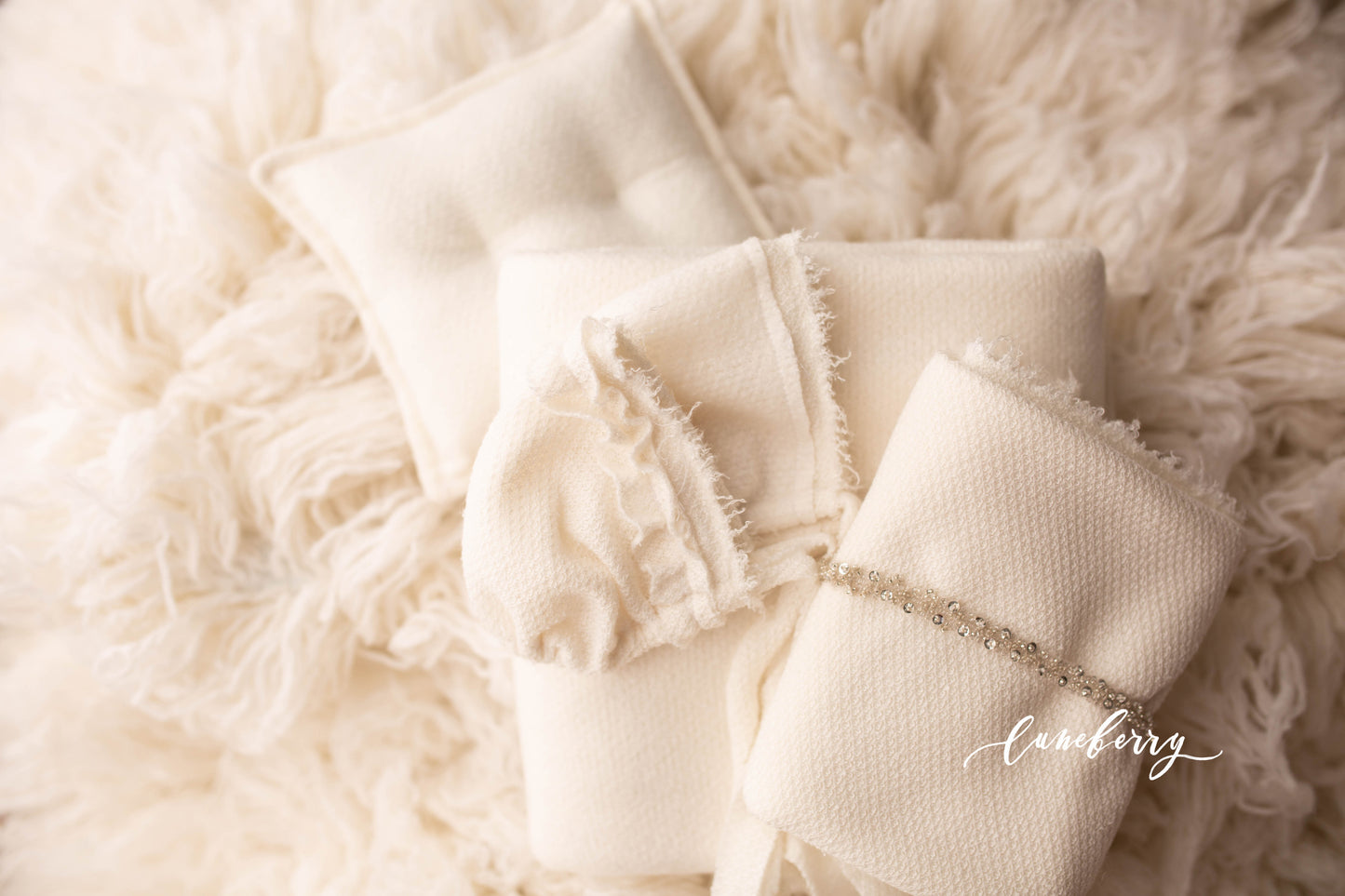 SUPER WHITE flokati matching set - "Shine Bright Like a Diamond"