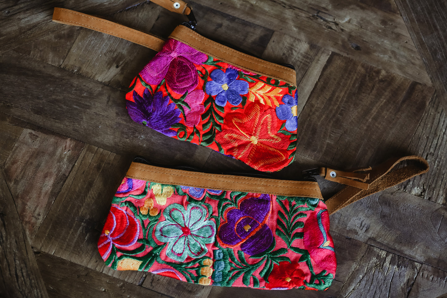 Mayan Huipil wristlet bags -Set 06 Floral