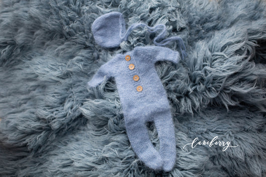DUSTY BLUE Coordinating Footed Romper Set