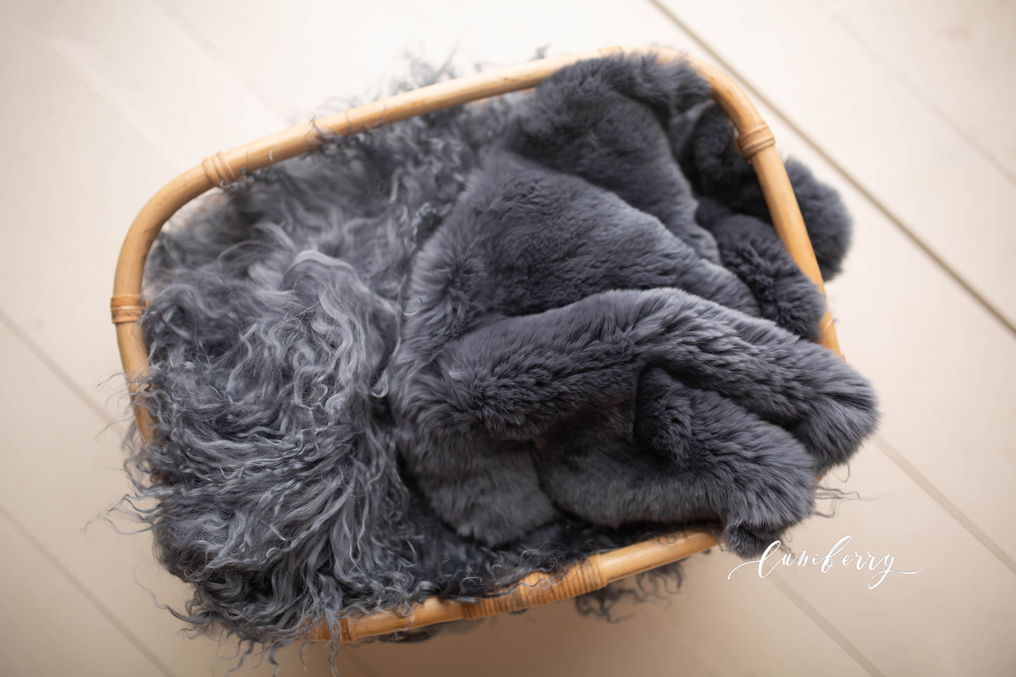 Blue Grey Sheepskin & Rabbit Fur