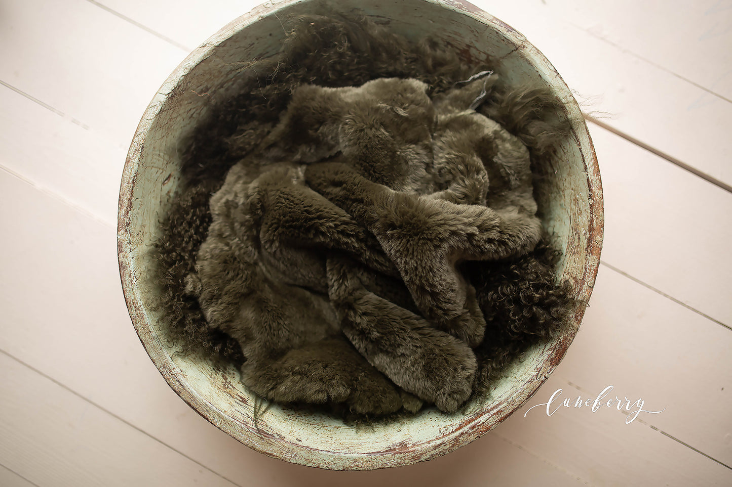 Moss Green Sheepskin & Rabbit Fur