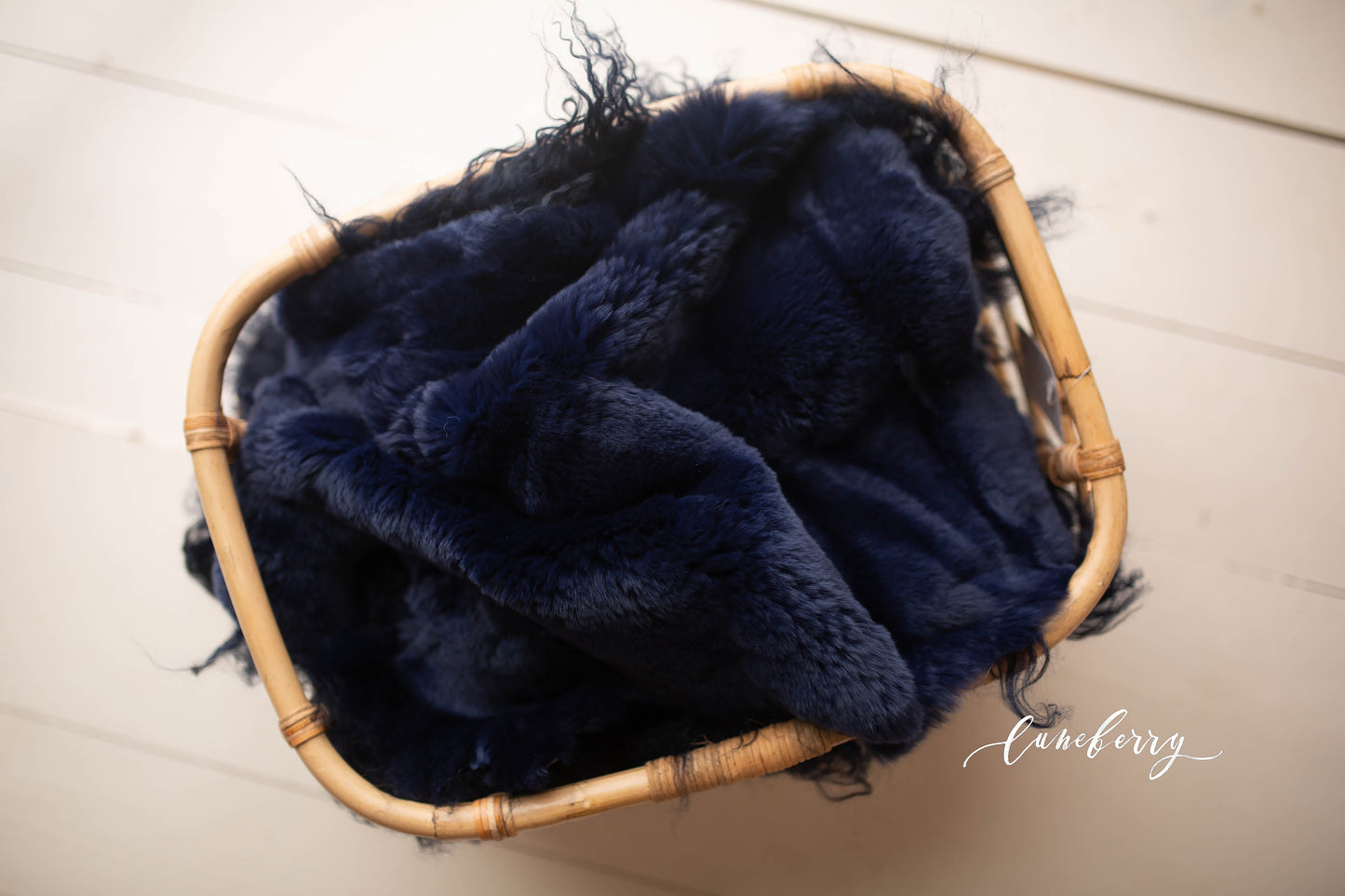 Navy Sheepskin & Rabbit Fur