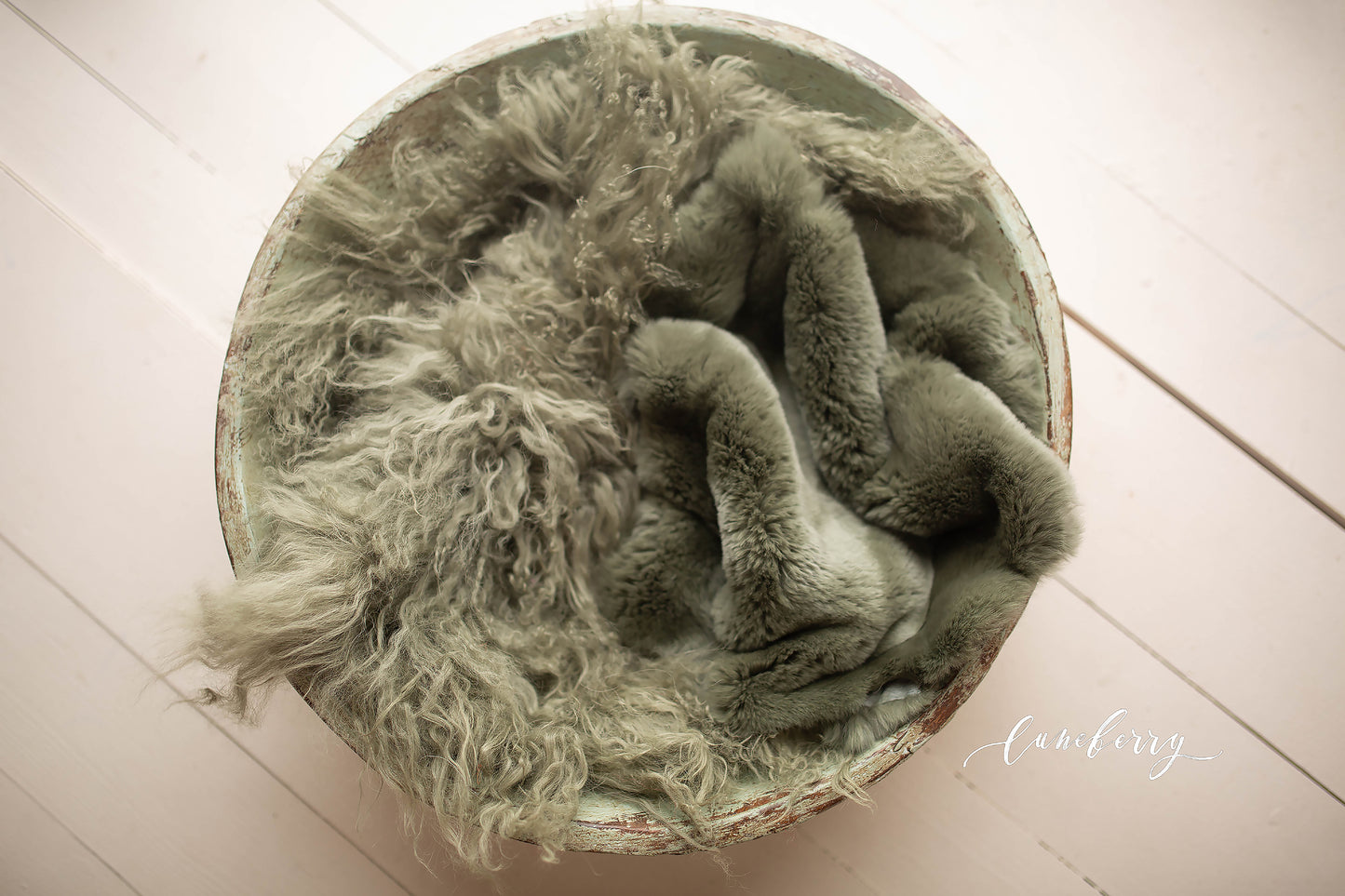 Olive Sheepskin & Rabbit Fur