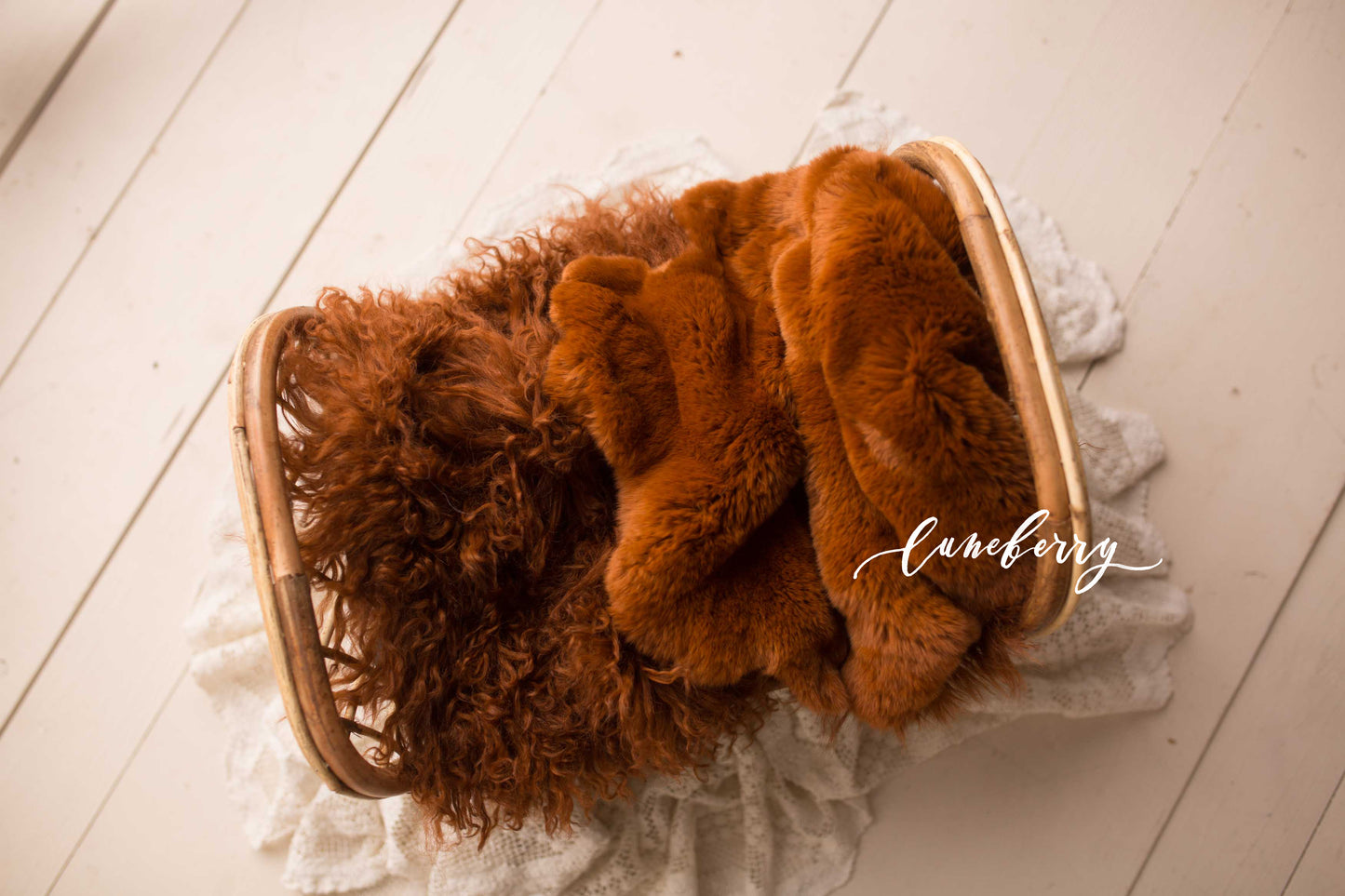 Rust Sheepskin & Rabbit Fur