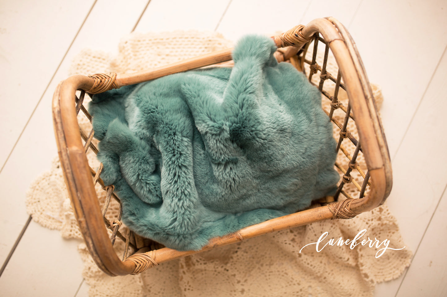 Teal Sheepskin & Rabbit Fur