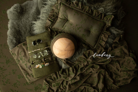 OLIVE GREEN FLORAL Fabric