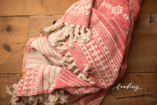 Sweater Weather Red Fringe Throw