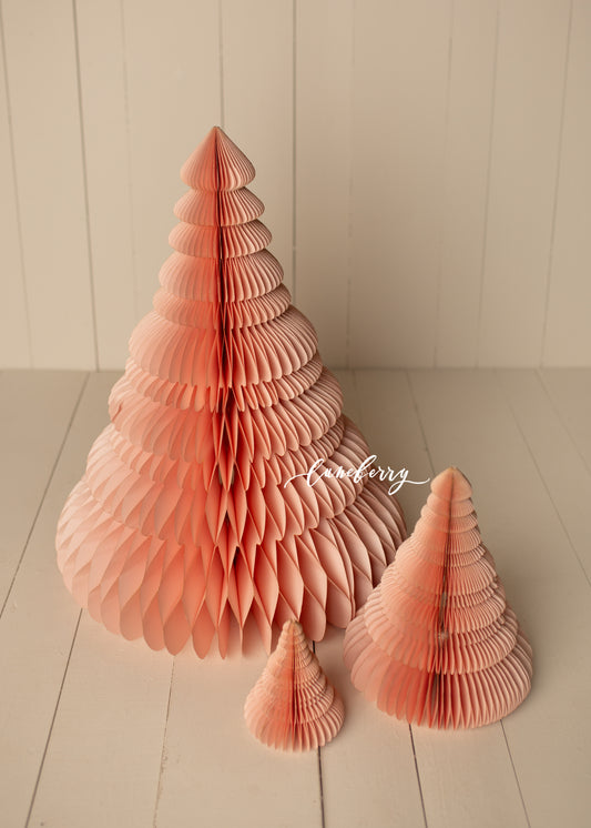 Honeycomb Paper Trees with Glitter Edge - Pink