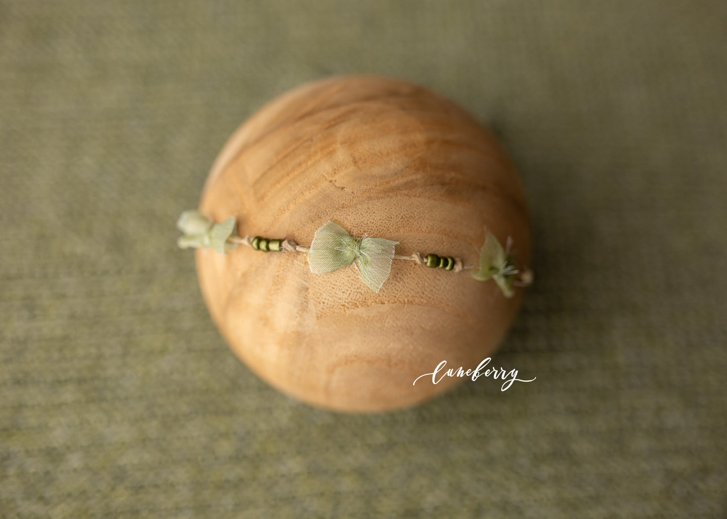 Pistachio textured fabric  tiny bows and beads