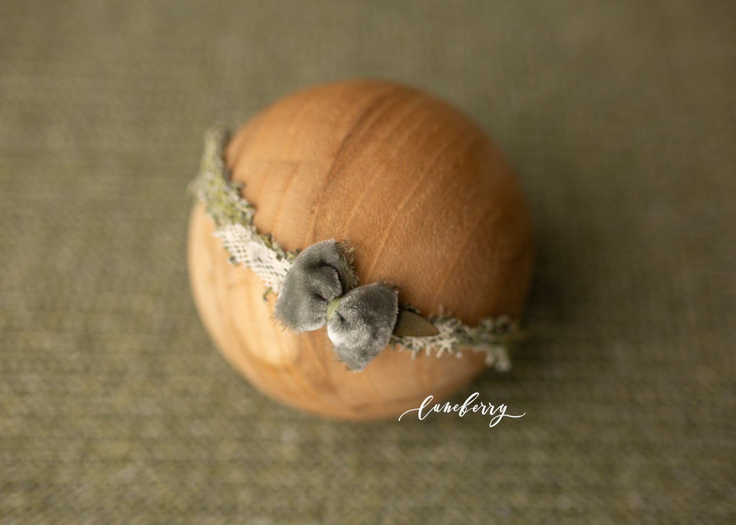 Pistachio textured fabric  velvet bow headband