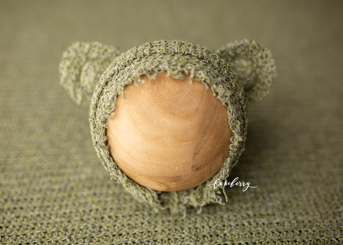 Pistachio textured fabric  bear bonnet
