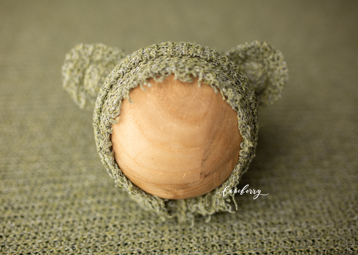 Pistachio textured fabric  bear bonnet