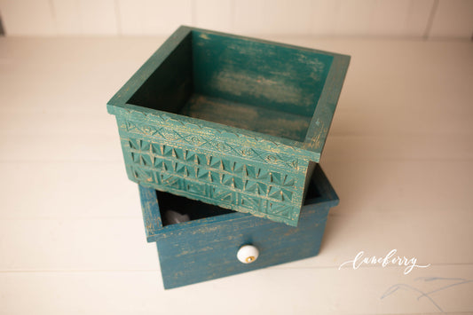 FINAL SALE -  Carved Crate BLUE AND GREEN