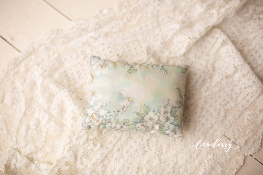 FINAL SALE -  Floral blue/green pillow