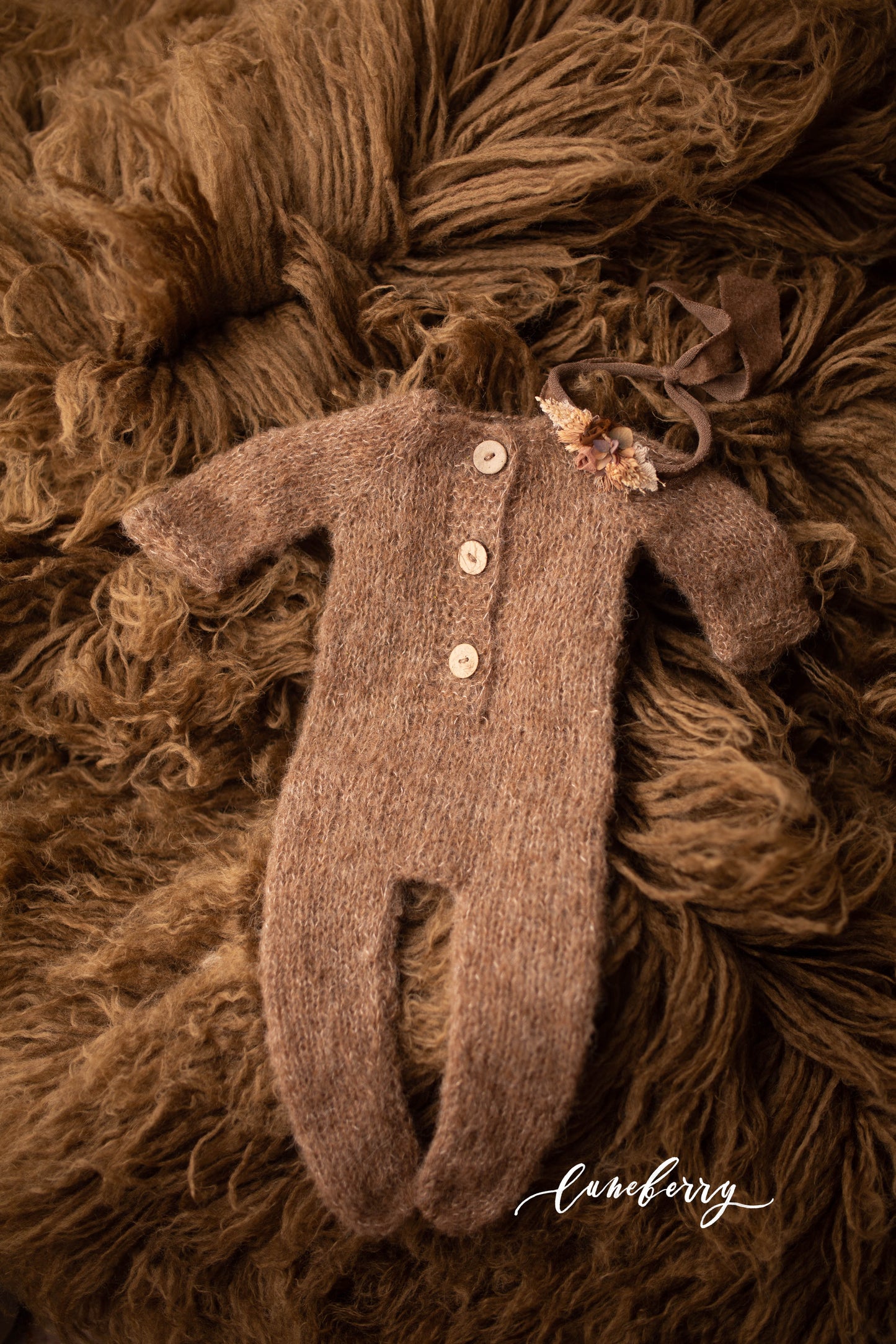 CHOCOLATE footed romper knit set