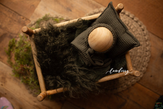 MOSS GREEN Sheepskin & Rabbit Fur