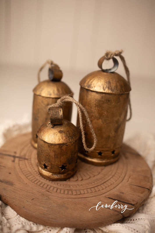 Antique Gold Distressed Metal Bells