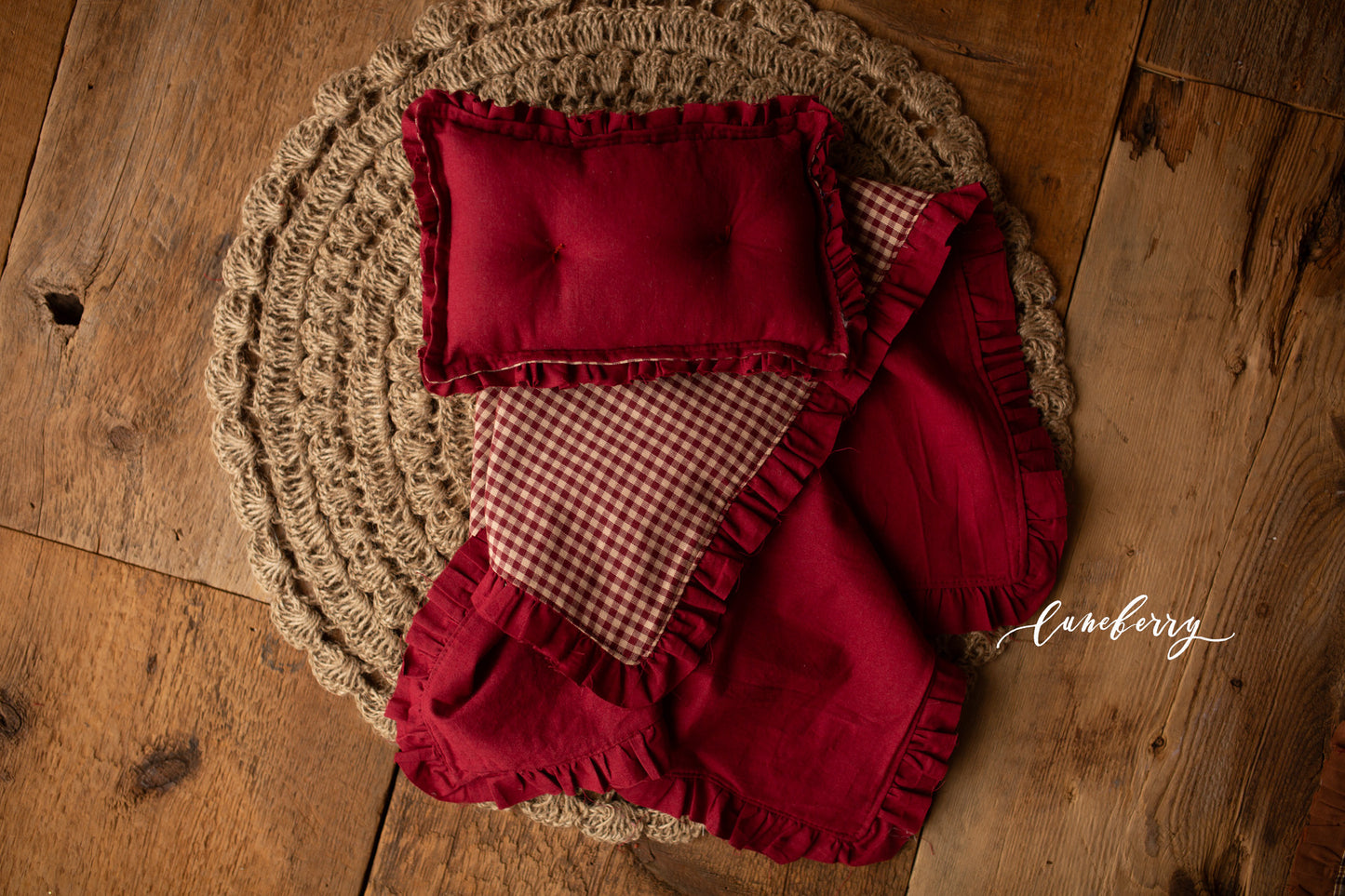 Burgundy Plaid Blankie Set