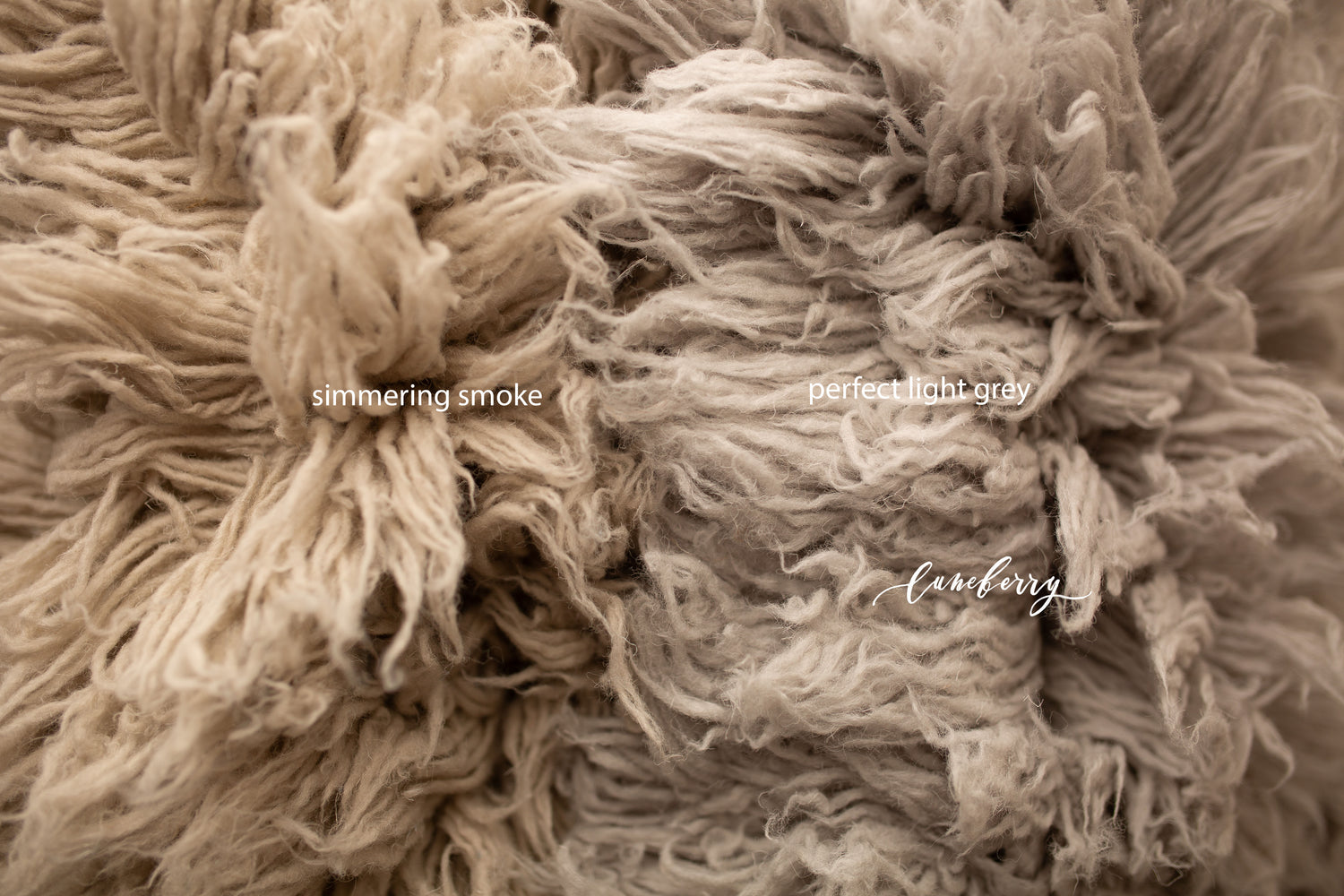 Close-up of simmering smoke flokati vs perfect light grey