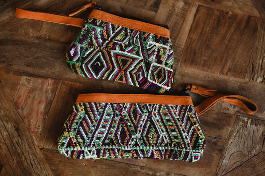 Mayan Huipil wristlet bags -Set 04 Diagonal patter