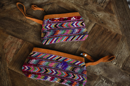 Mayan Huipil wristlet bags -Set 05 Colorful lines