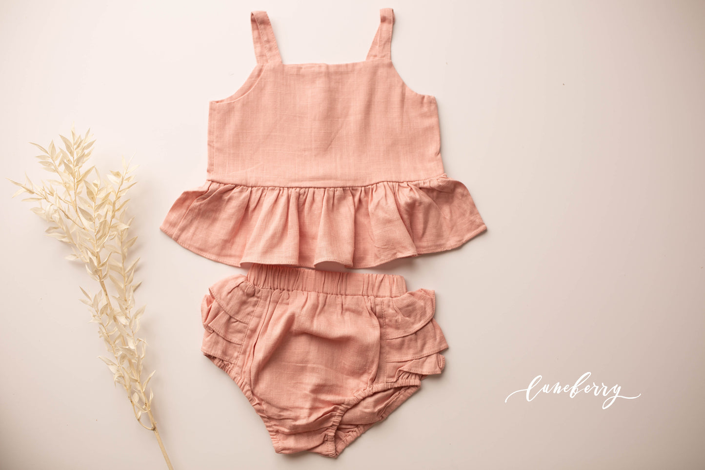 Anna | Linen Two Piece Ruffled bloomers