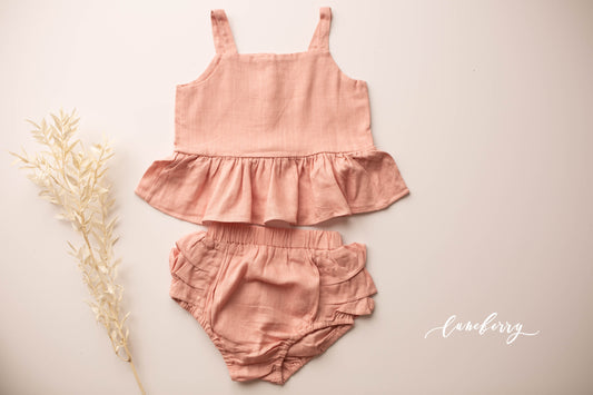 Anna | Linen Two Piece Ruffled bloomers