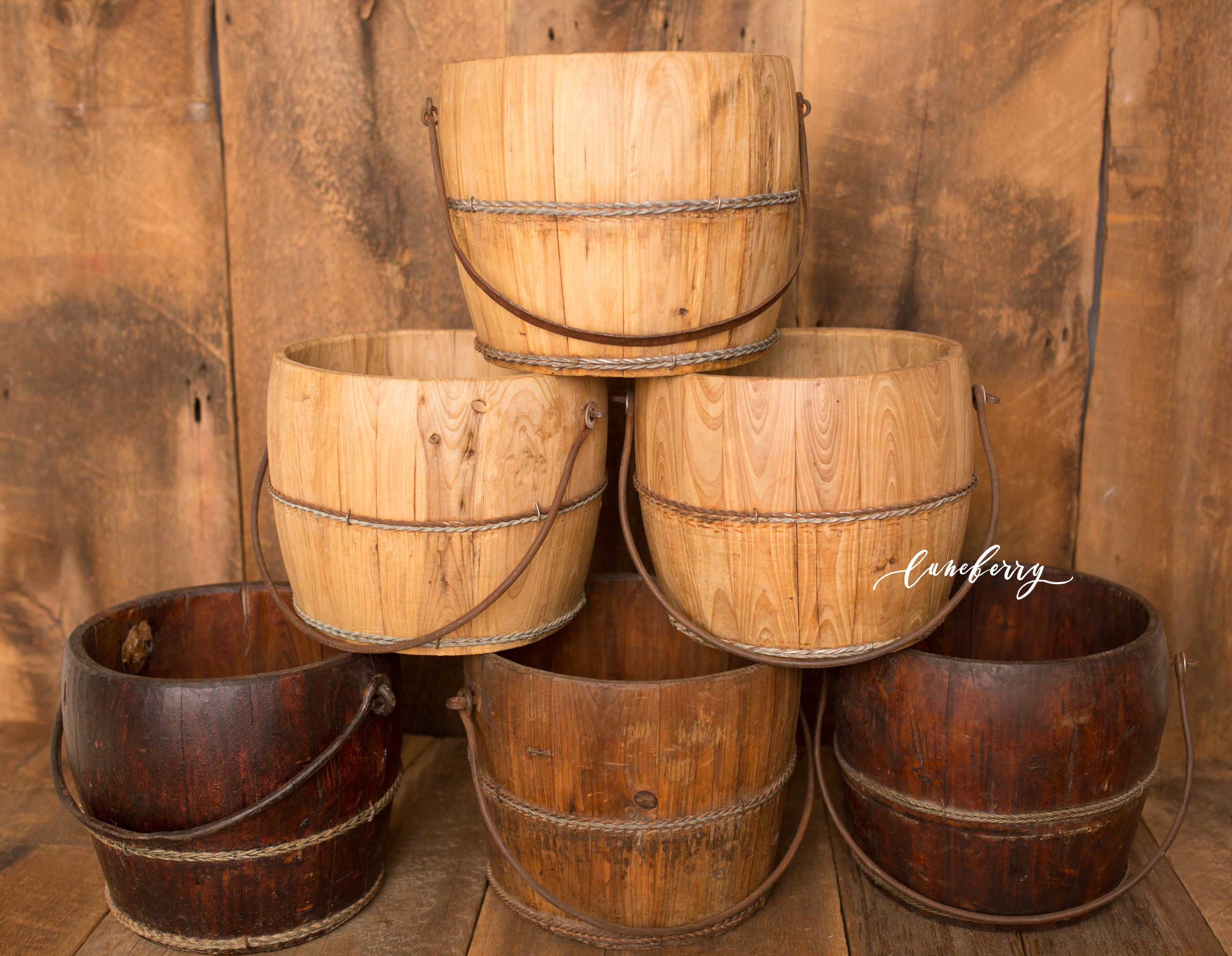 Vintage Wooden Water Bucket *READY TO SHIP* Luneberry, LLC