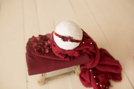 Cranberry Velvet headband & Set