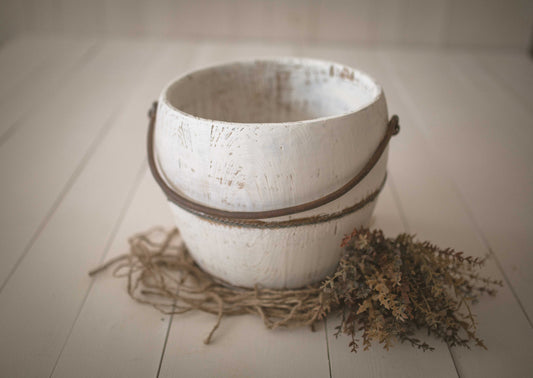 CREAM Vintage Wooden Water Bucket *READY TO SHIP*