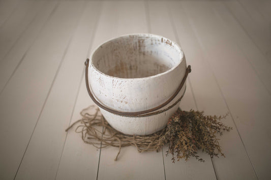 CREAM Vintage Wooden Water Bucket *READY TO SHIP*