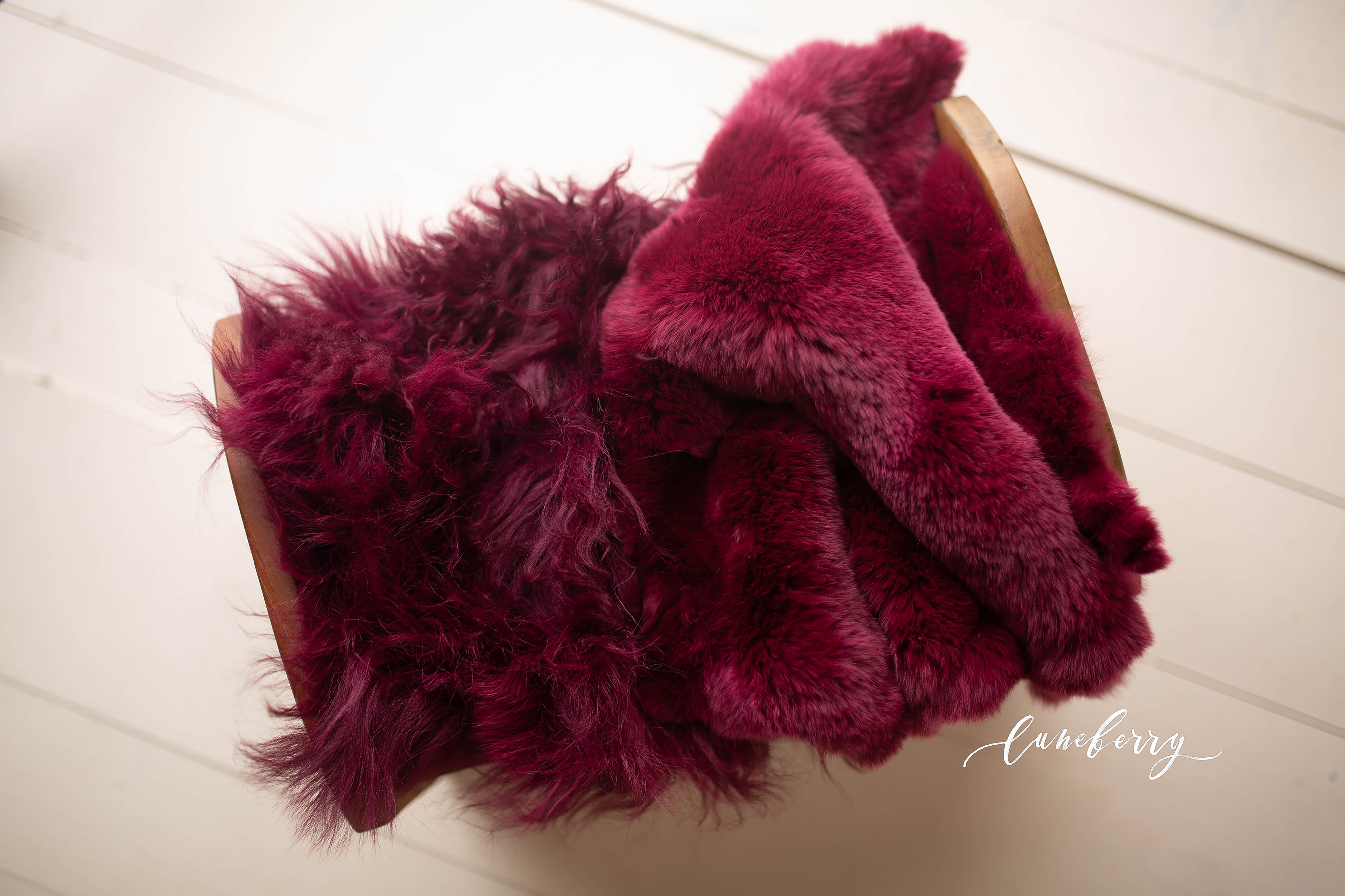 Black Raspberry With Fur Dark Raspberry Sheepskin & Rabbit Fur – Luneberry, LLC