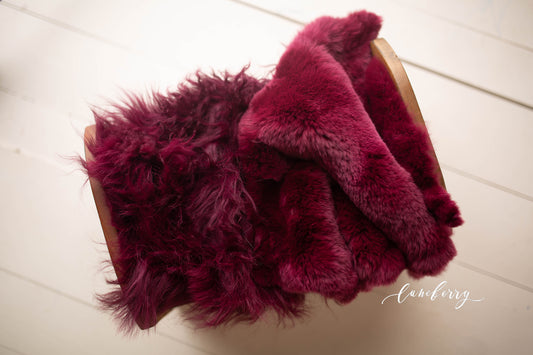 Dark Raspberry Sheepskin & Rabbit Fur