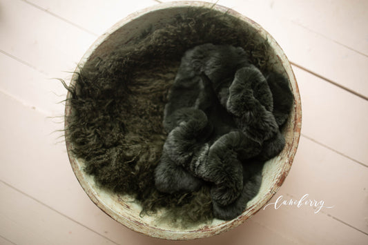 FOREST GREEN Sheepskin & Rabbit Fur
