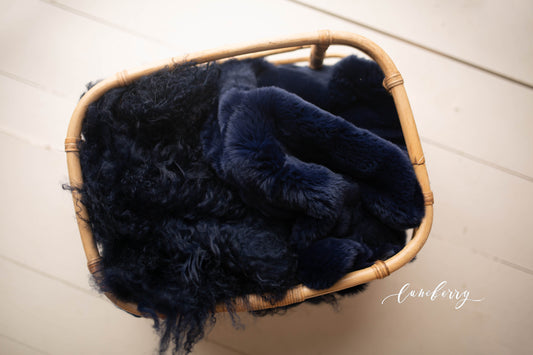 Navy Sheepskin & Rabbit Fur