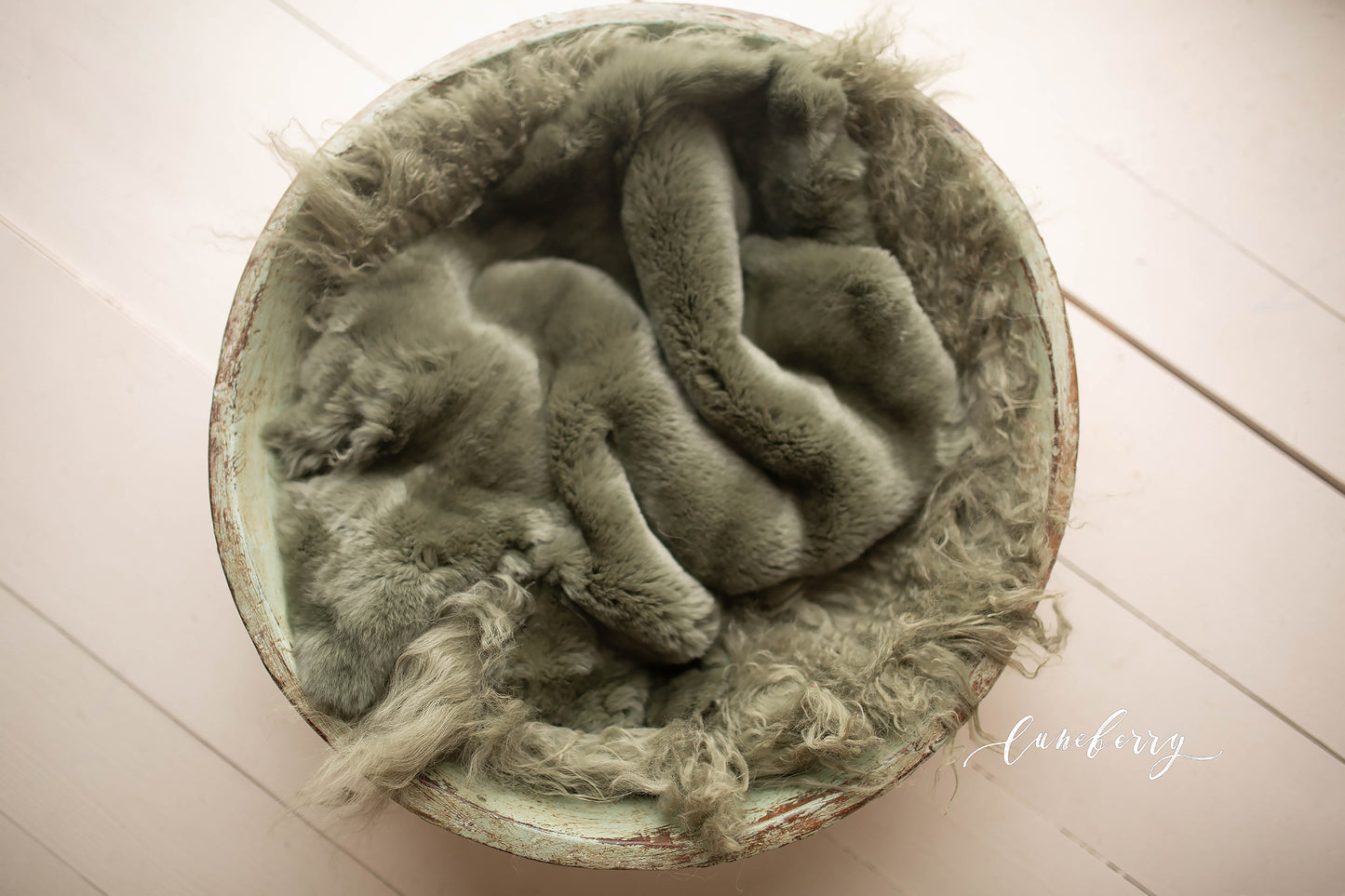 Olive Sheepskin & Rabbit Fur