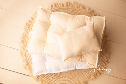 Bed Mattress Set - Cream and White