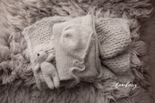 Perfect Light Grey flokati + Deluxe knit set