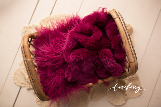 Raspberry Sheepskin & Rabbit Fur